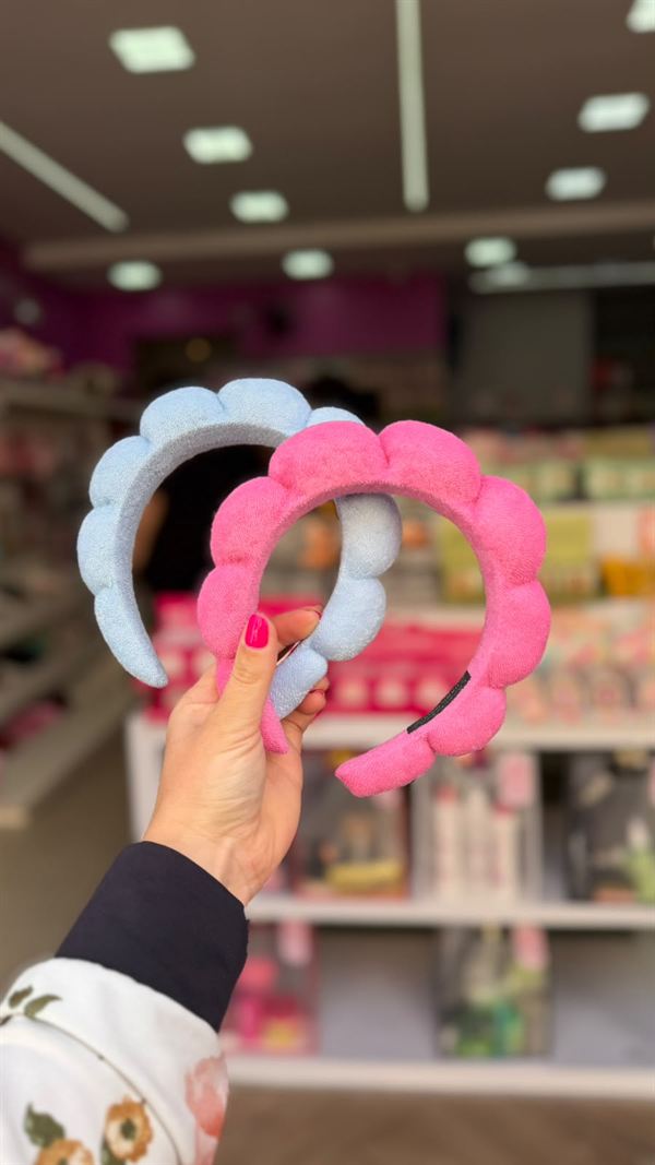 Duas tiaras acolchoadas, azul e rosa