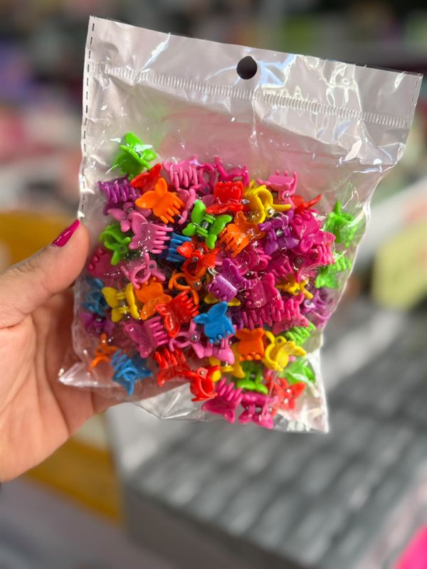 Pacote de mini piranhas coloridas para cabelo
